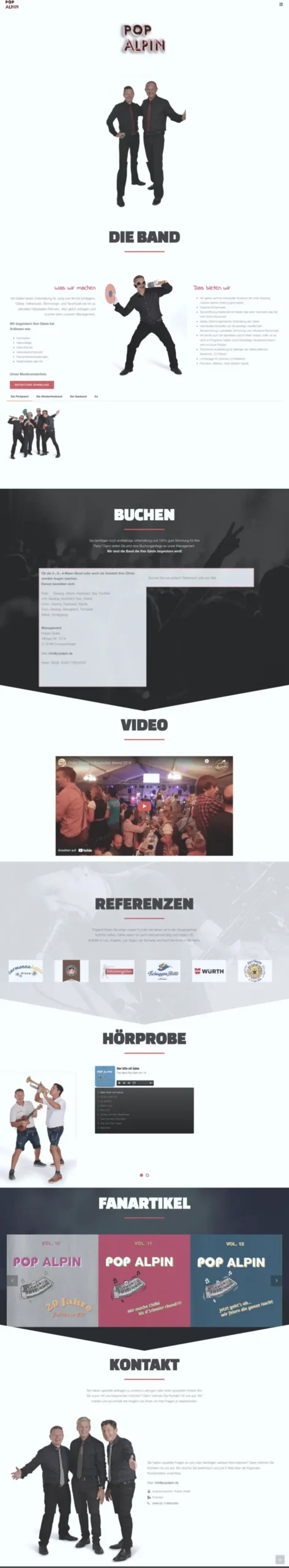 Screenshot der alten Website von PopAlpin